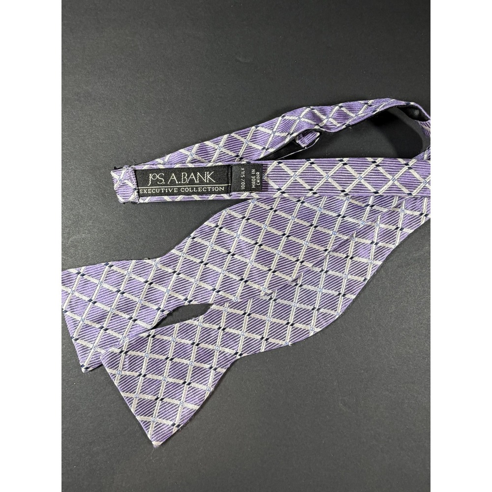 Jos. A. Bank‎ Bow Tie Self Tie Adjustable Purple Silk Geometric Exec. Collection